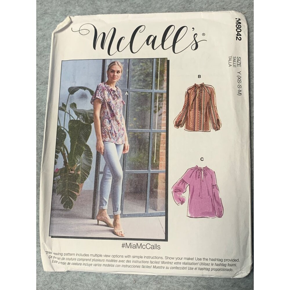 McCalls M8042 Misses Tops Sewing Pattern XSmall Small Medium uncut